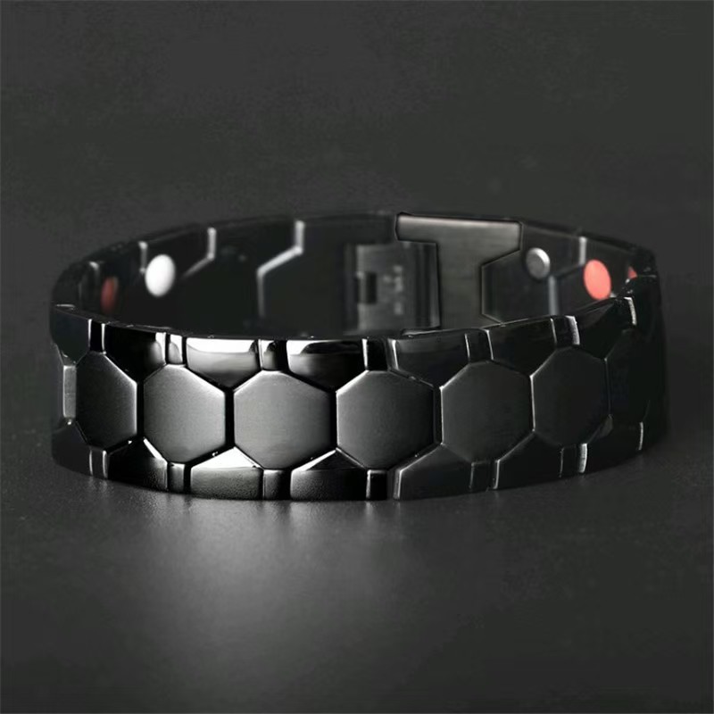A popular cross-border bestseller in Europe and America: Men's detachable magnetic bracelet, stainless steel bracelet, hexagonal energy storage bracelet Specification image
