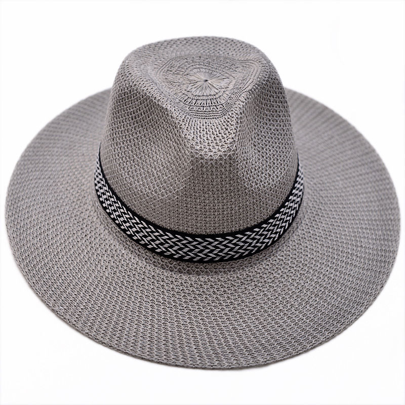 Summer hats: Men's outdoor sun-protective straw hats, simple knitted top hats, women's fashionable beach sun hats, cross-border trade hats Item Picture