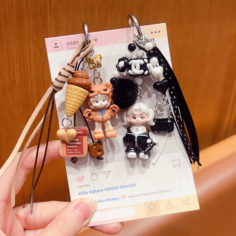 手工diy改娃邻家女孩泡泡钥匙扣挂件女可爱miu系包包公仔玩偶挂饰