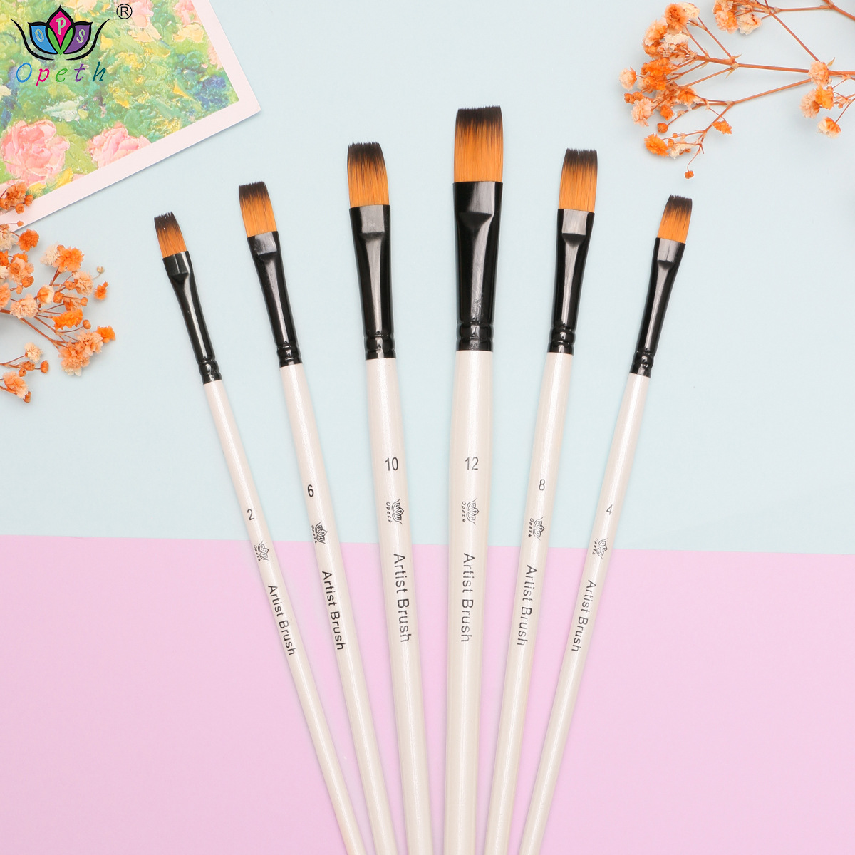 Cross-border 6-piece pearlescent white oil painting brush set, specially designed for art with acrylic outlining brushes, watercolor and gouache oil painting brushes Application Scenario