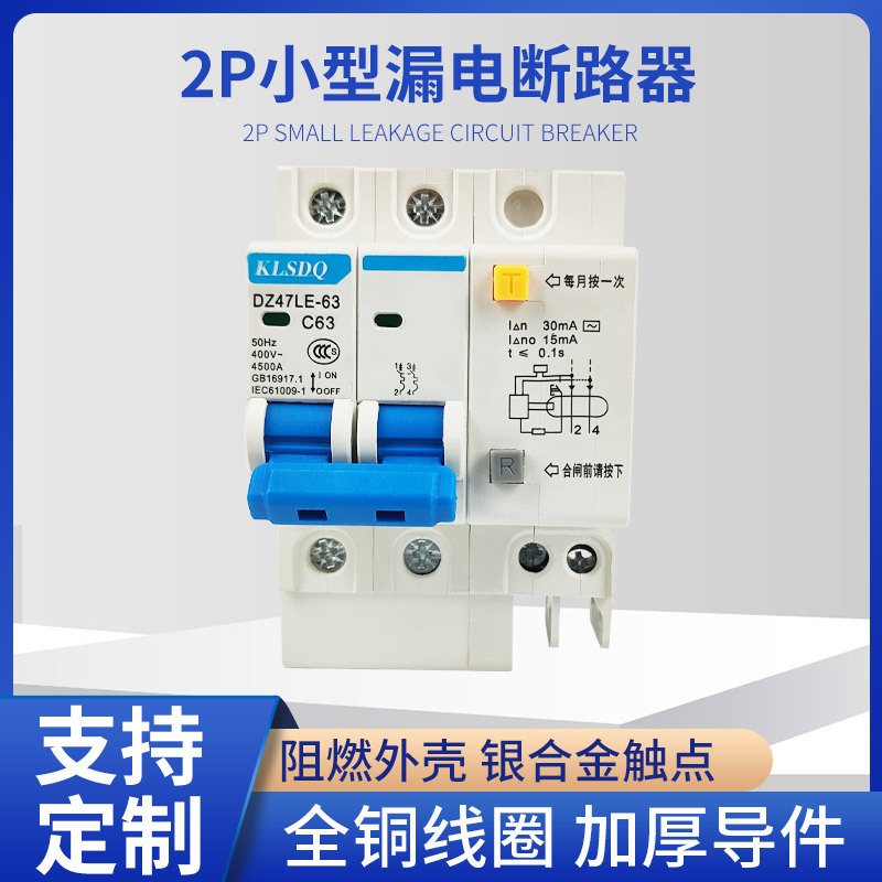 家用漏电保护开关DZ47LE-63/2P小型漏电断路器现货全规格漏电开关