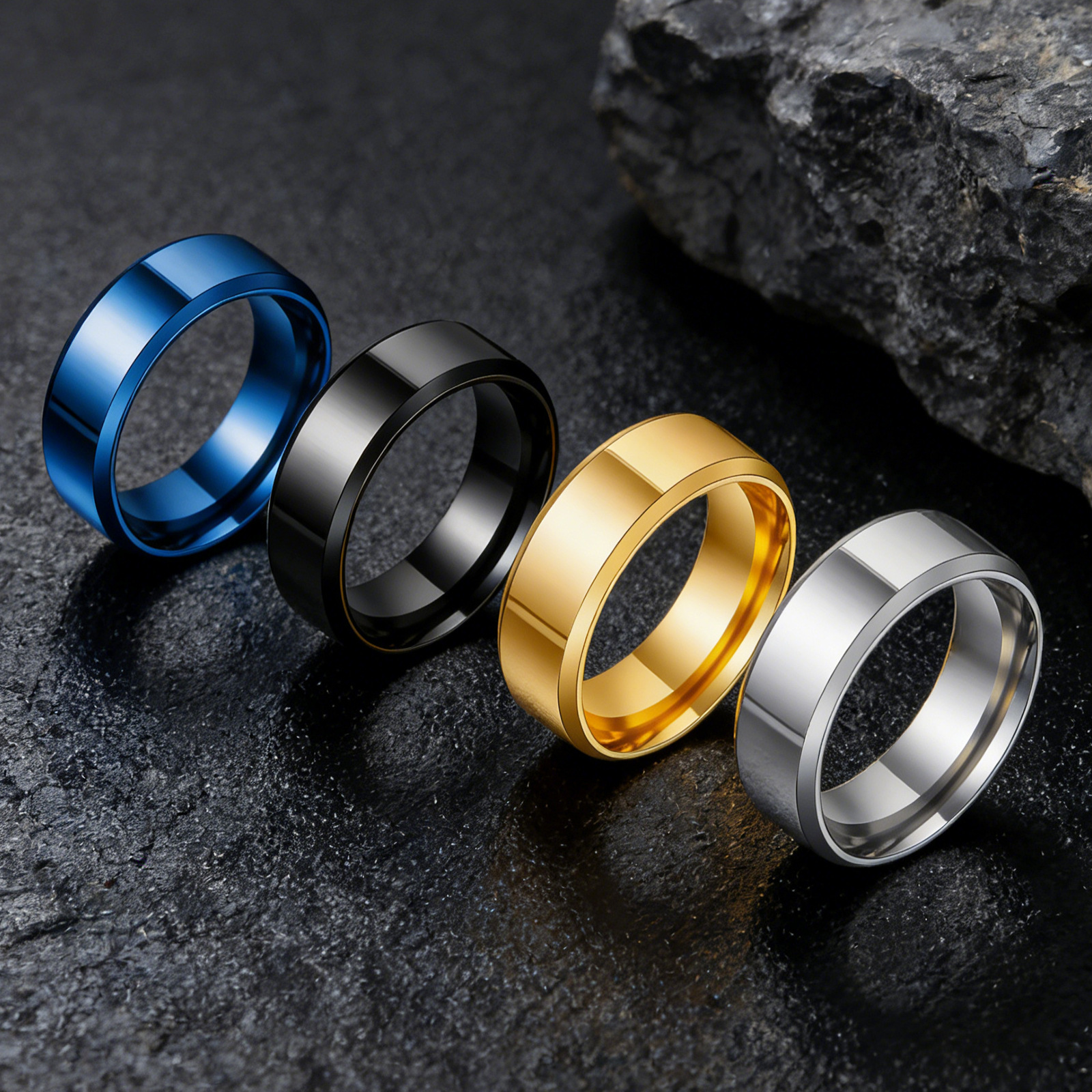 Cross-border European and American 8MM smooth stainless steel men's rings, wedding rings, fashionable accessories, factory jewelry, couple styles, stackable