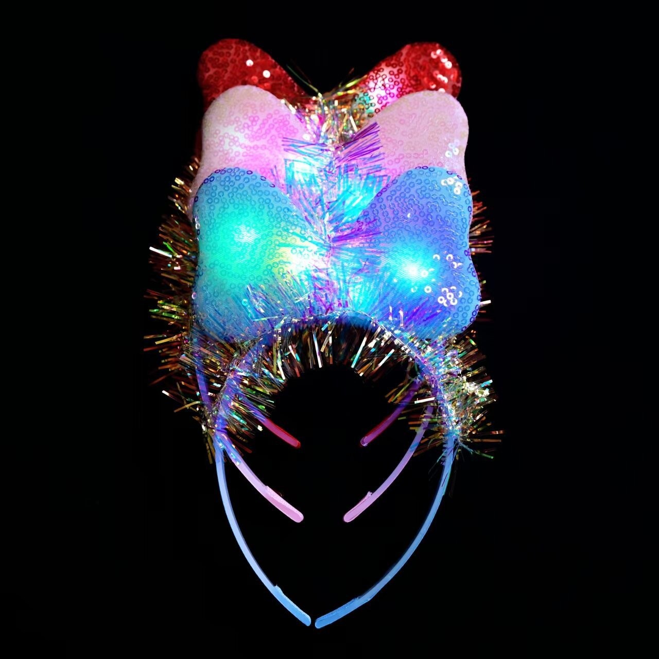 Children's luminous snowflake sequin Christmas headband, stage performance props and hair accessories, cute glittering headband new style Specification image