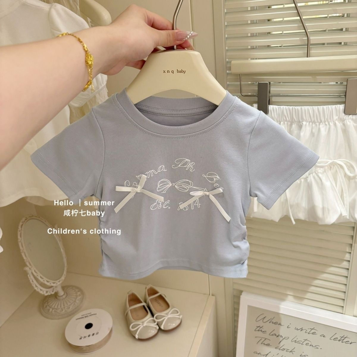 Girl korean edition set verano 2025 nuevo niño lazo manga corta camiseta falda de dos piezas Application Scenario