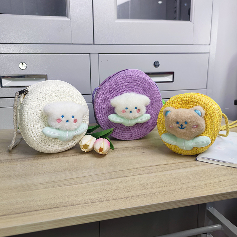 Niños bolsa pequeña mujer 2025 nuevo cute tejido bolsa de paja chica móvil crossbody playa vacaciones bolsa de playa Specification image