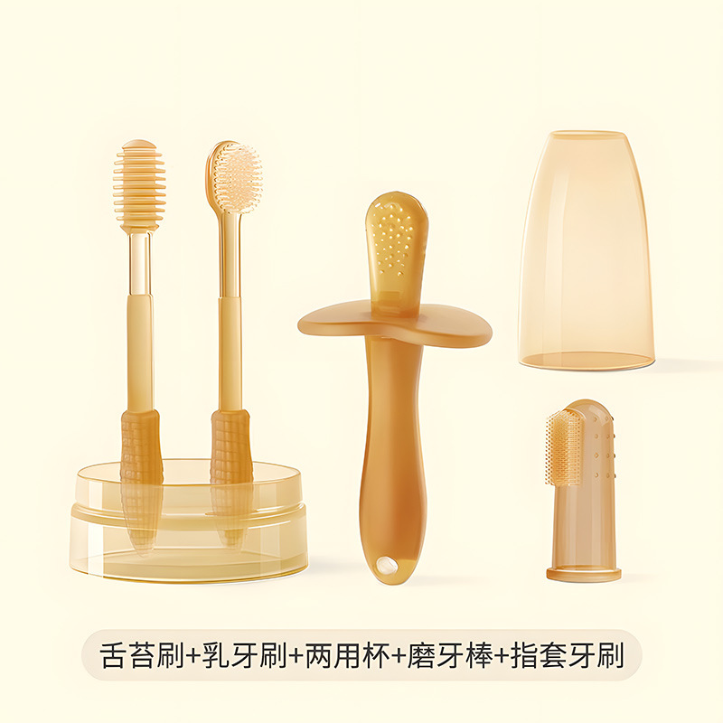 婴儿小月龄牙刷宝宝婴幼儿乳牙0一1岁半硅胶舌苔口腔清洁刷牙神器产品图
