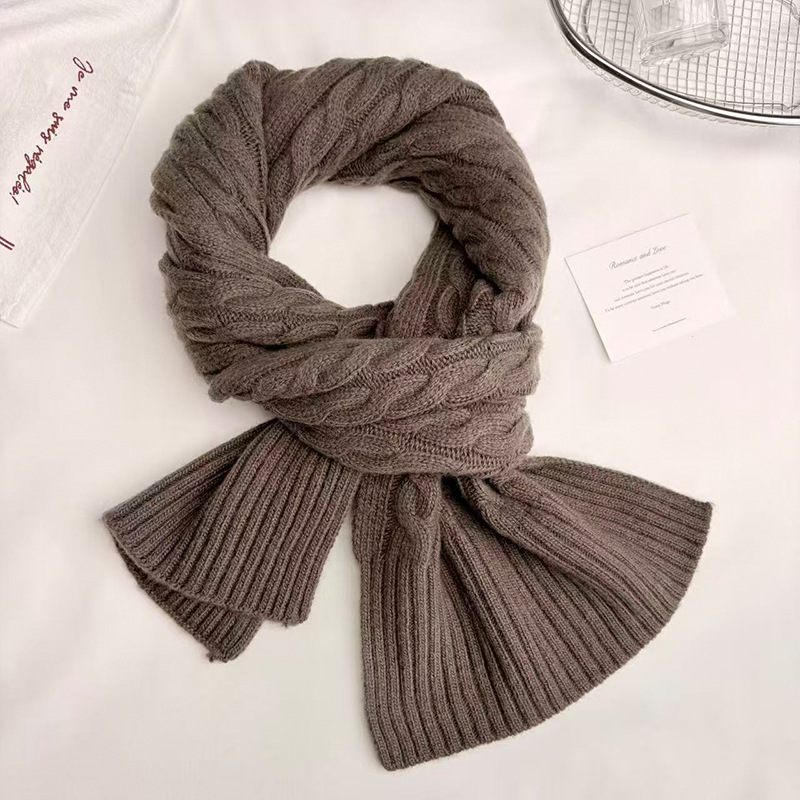 2025 New European and American autumn and winter fashion wool knitted cold-proof trend solid color warm pullover woolen hat and scarf Specification image