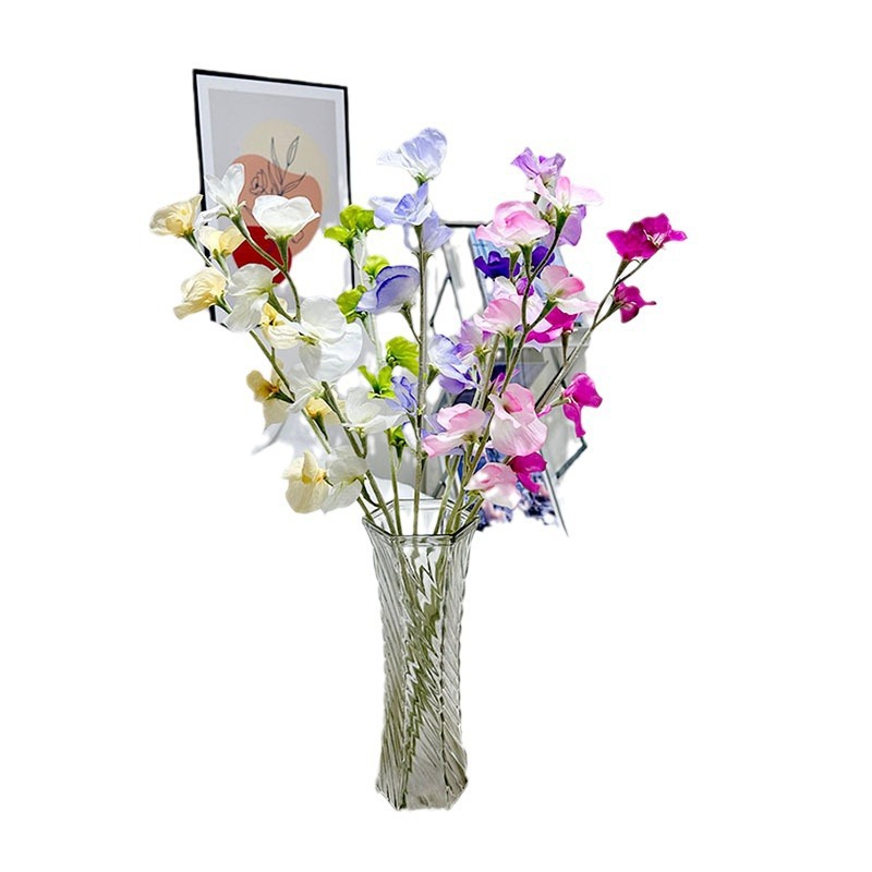 仿真花DIY发饰配件/假花/5朵塑膠花/仿真花/假花批发白底实物图