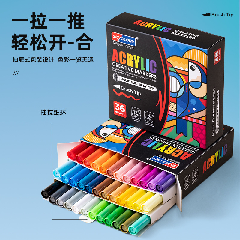 Tianhui Cross-border Direct liquid Acrylic marker Pen, soft tip, stackable color, intelligent ink control, children's doodle pen, watercolor pen Application Scenario