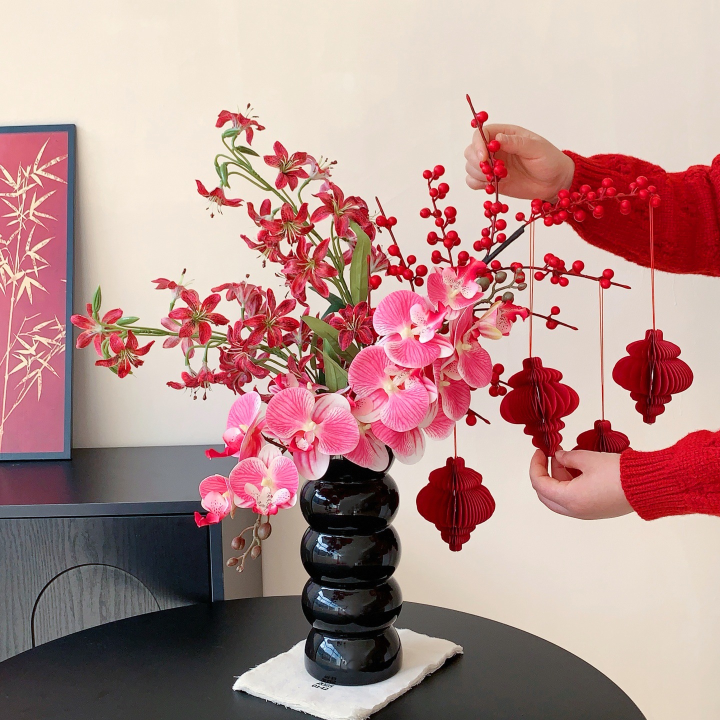 年宵花乔迁开业新居冬青果仿真花束装饰品摆件搬新家婚房结婚布置