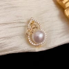 Chinese-style exquisite and fashionable diamond-encrusted hollowed-out pearl gourd brooch, simple and versatile, anti-glare accessory details Picture