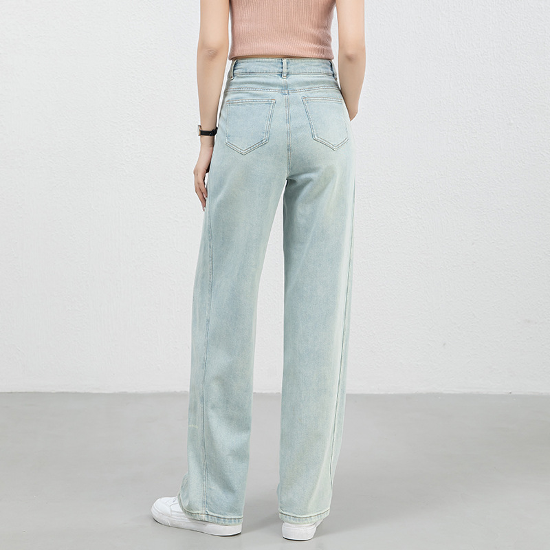 New Spring and summer high-waisted, slimming, wide-leg, straight-leg, drape jeans for women, versatile and casual trousers Application Scenario