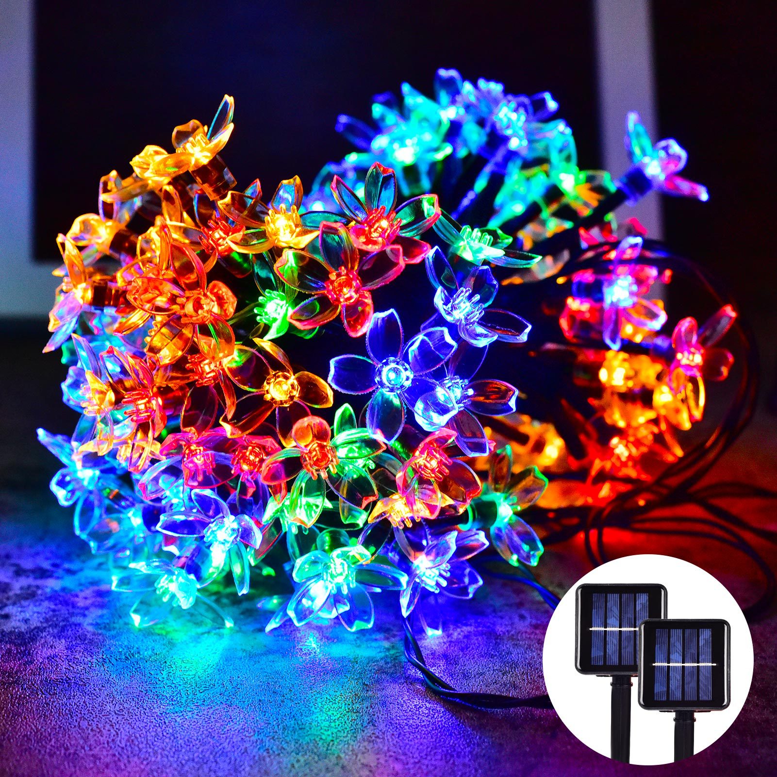 LED light strings, solar cherry blossom light strings, outdoor courtyard flower-shaped wedding and festival decorative light strings