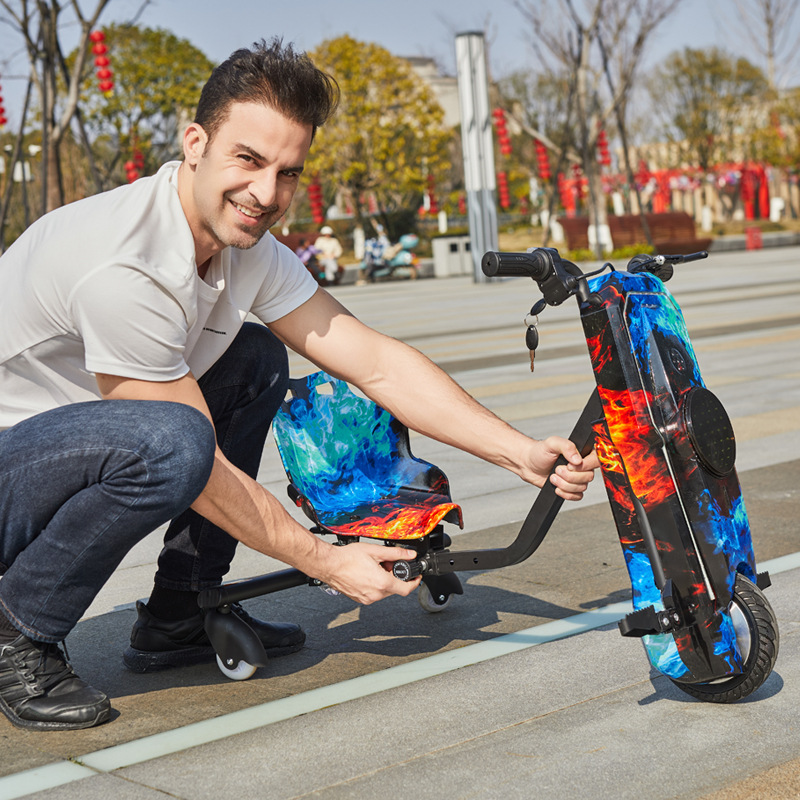 Wholesale of new electric three-wheel drift bikes, scooters, drift bikes, outdoor cycling models, tunnel lights, large wheels and flashing wheels Application Scenario