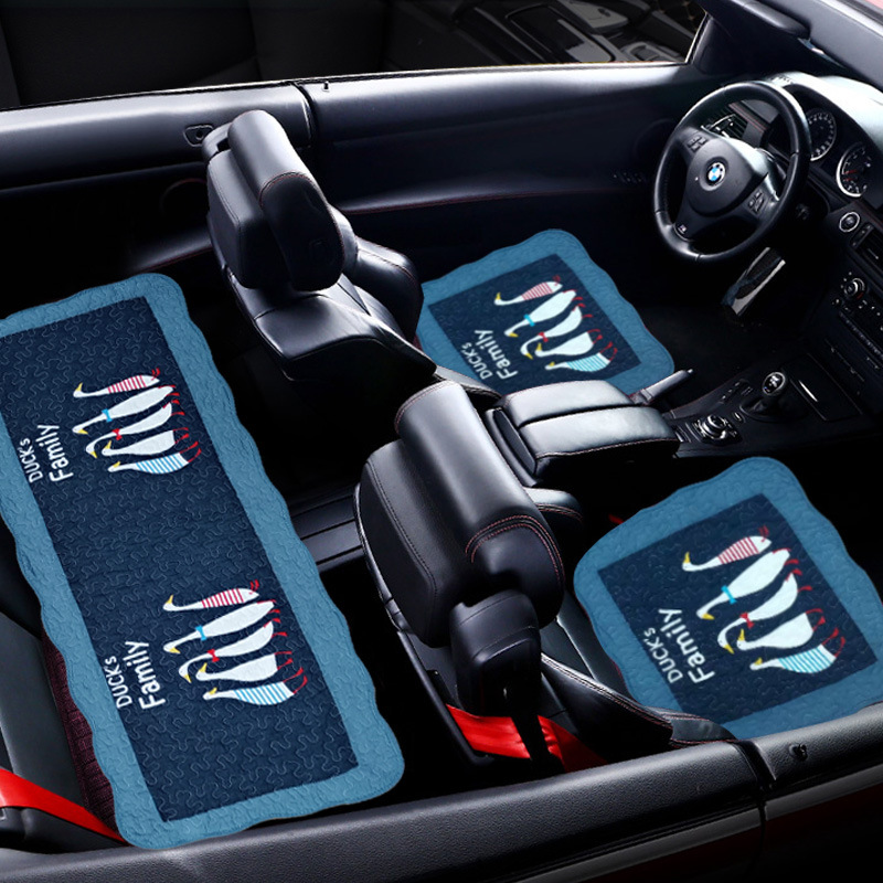 夏季汽车垫简约卡通防滑坐垫无靠背三件套单片棉布透气布艺座垫