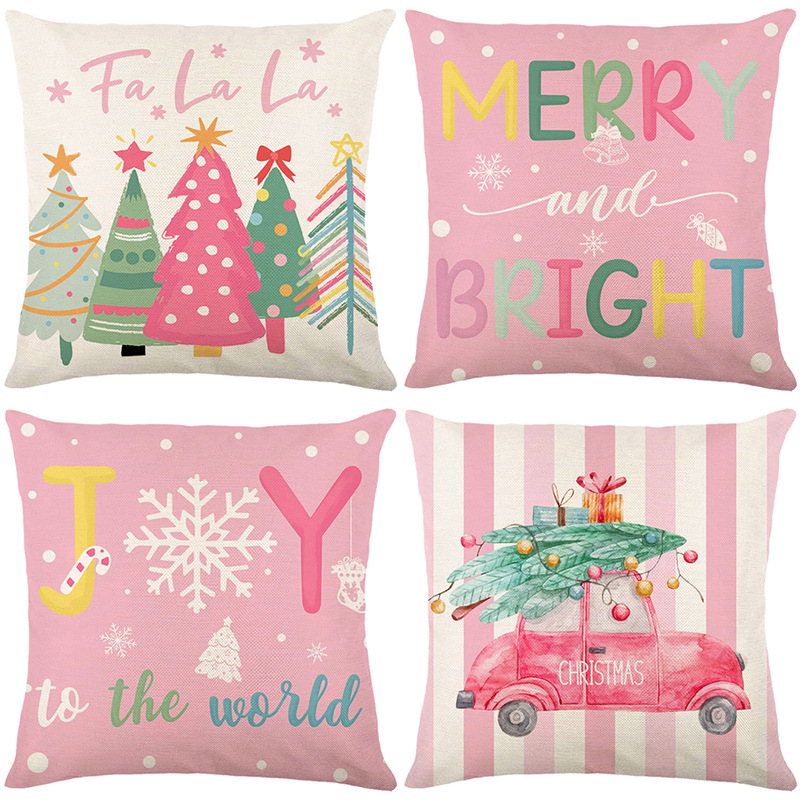 Christmas tree polyester printed pillowcase, Christmas sofa decorative pillow cover, cross-border new Amazon cushion cover