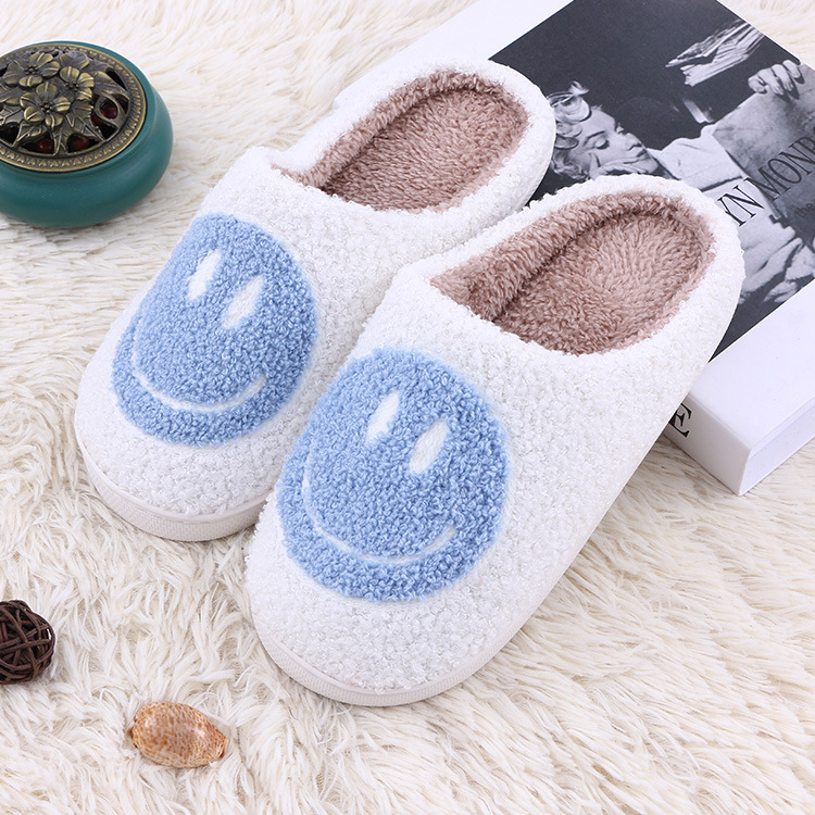 Warm smiling plush slippers, home cotton slippers, thick-soled anti-slip plush slippers for autumn and winter, cross-border exclusive supply Item Picture