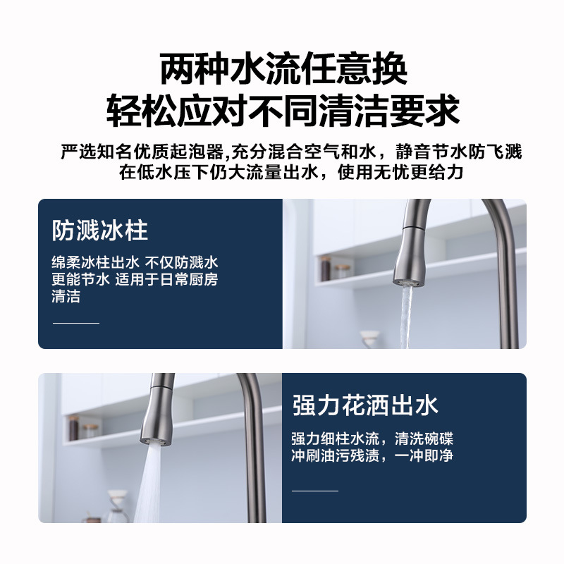 水槽/水龙头/抽拉式厨房水龙头/元宝龙头/跨境细节图