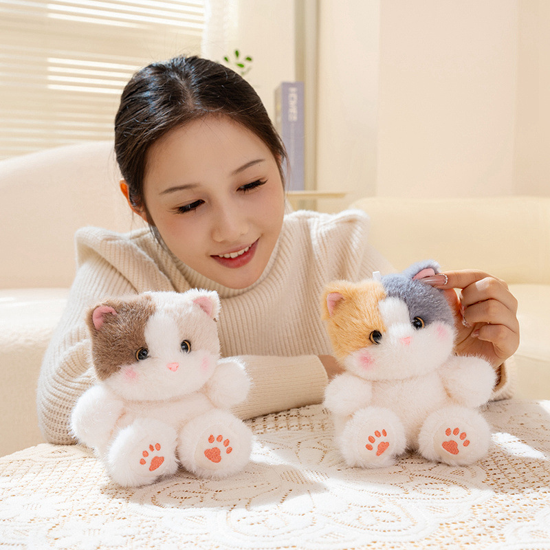Cute and adorable golden gradient cat palm treasure, plush cat toy, learning set, Siamese cat office decoration Specification image
