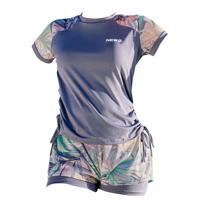 Wholesale of large-sized swimsuits for women, conservative and slimming two-piece sets, printed and slimming swimsuits for swimming, vacation and hot springs -028589 Item Picture