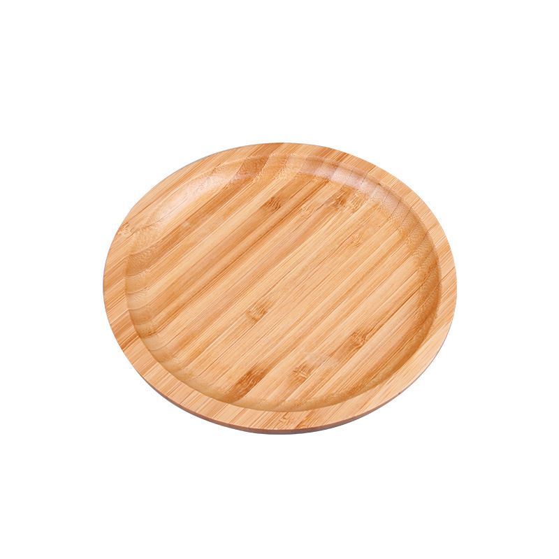 Wholesale of creative round bamboo tea trays, home and hotel fruit bread solid wood trays, living room Japanese tea set trays Item Picture