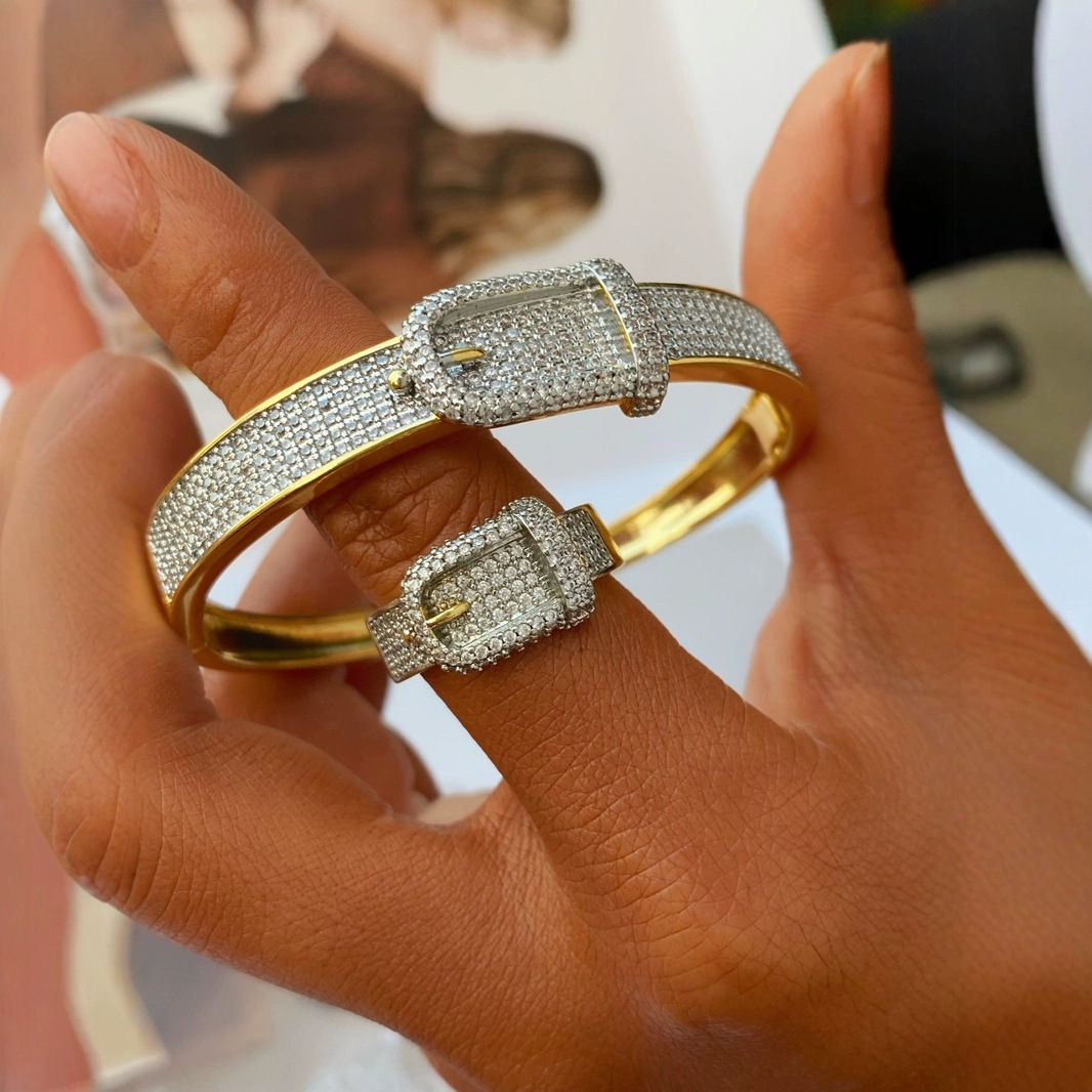 Hiphop时尚简约个性腰带锆石手镯欧美潮朋克街头手饰厂家直销