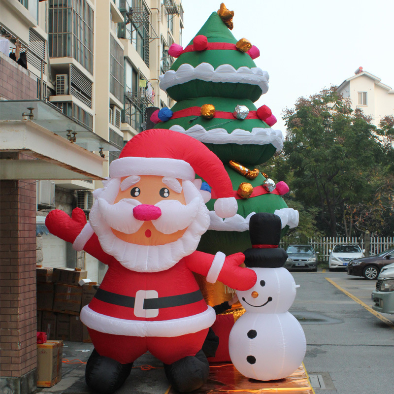 圣诞老人爬墙气模大型充气卡通模型圣诞节拱门树新年布置装饰新