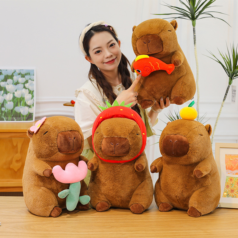 Creativo capibara peluche comercio exterior al por mayor regalos para niñas cojines y picotes capibara muñeca boneco
