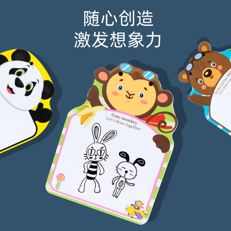 批发木制儿童动物涂鸦画板早教幼儿学习备忘拼益智玩具创意拼画产品图