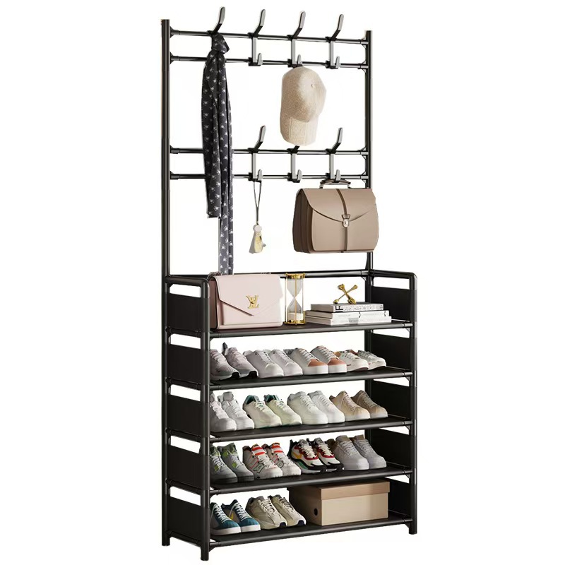 Multi-layer household floor-standing integrated shoe rack, coat and hat integrated rack, shoe house door, entrance hall, simple shoe and clothing multi-functional rack Application Scenario