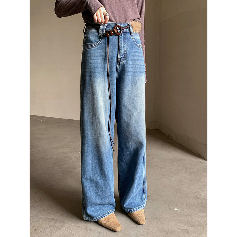 【 Denim Simple】 Ge Ming Korean Commuter straight-leg jeans for Women 2025 Autumn New Style Long Pants N732C Specification image