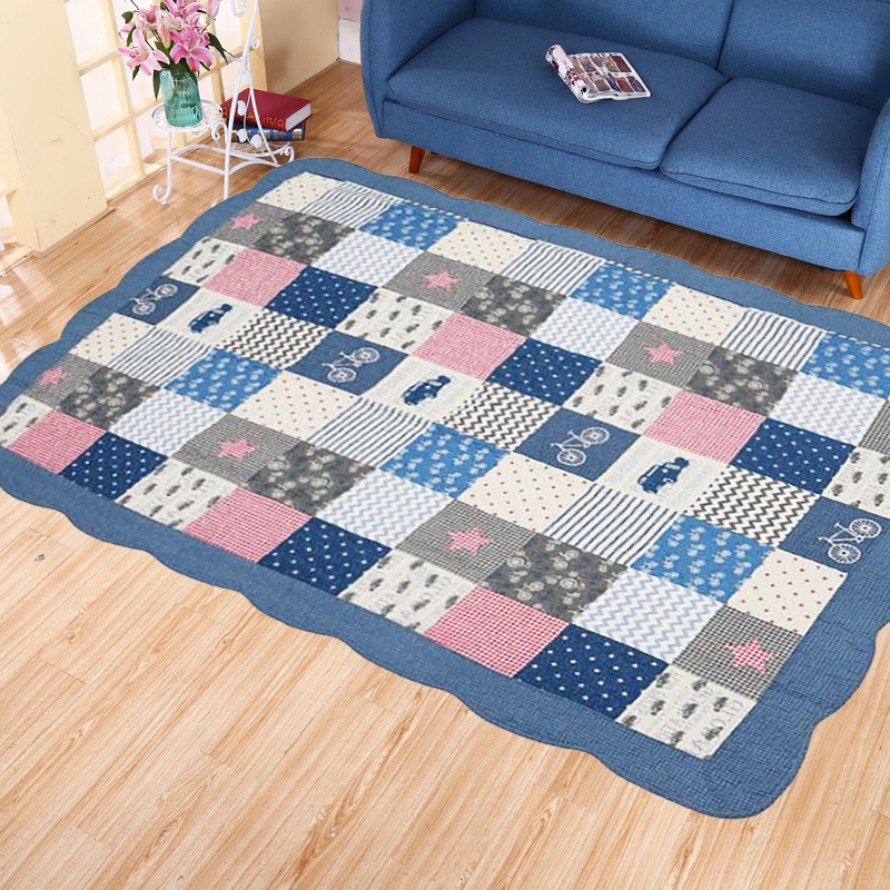 The 160*210 all-cotton quilted bed cover, cotton-padded floor mat, pet crawling mat and machine-washable carpet are pieced together details Picture