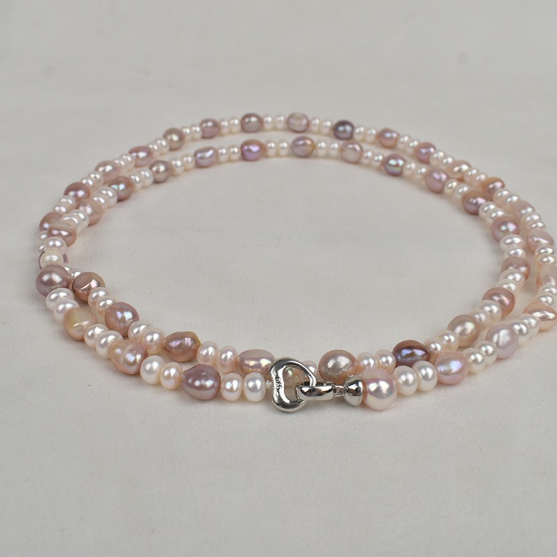 2025 New French Baroque irregular pearl necklace for women, a high-end natural freshwater pearl double-layer sweater chain details Picture