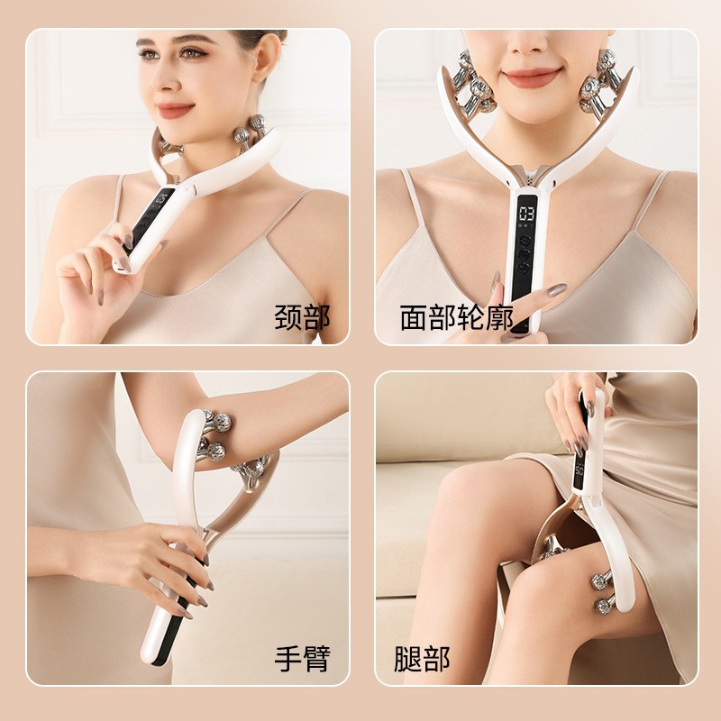 Cross-border roller-type beauty device, rolling facial massage instrument, micro-current EMS small V-face double chin slimming device Specification image