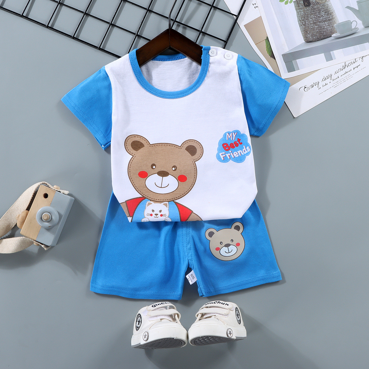Children's short-sleeved suits, pure cotton boys' T-shirts, baby summer children's clothing, girls' shorts, baby clothes, summer clothing wholesale details Picture