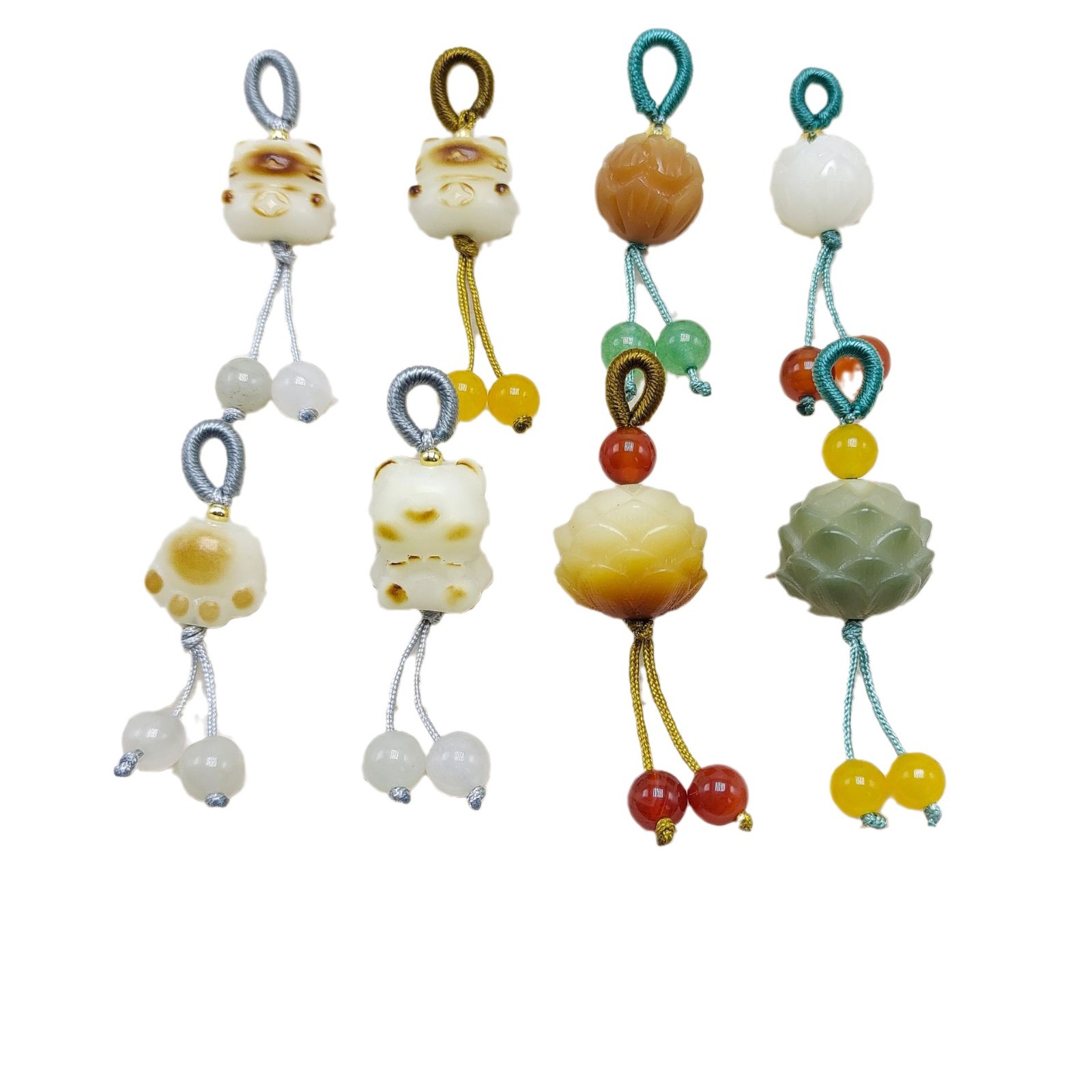 流苏/玉石配件/仿玉小提溜/沙金材料/羊眼钉白底实物图