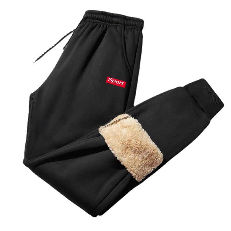 Men's casual pants for autumn and winter in Korean style, large size 320g lamb fleece warm, fleece thickened, tight-fitting sports pants Item Picture