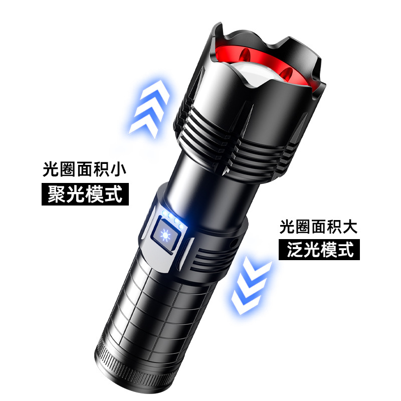 New cross-border high-intensity flashlight, laser cannon, long-lasting flashlight, white laser charging, camping, adventure and patrol flashlight details Picture
