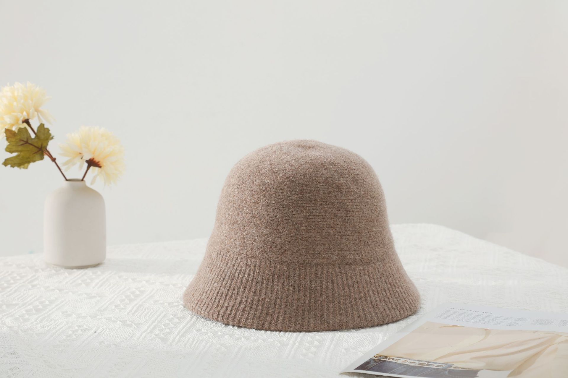 High-quality wool fisherman's hat, Korean and Japanese style versatile and fashionable knitted basin hat for autumn and winter Specification image