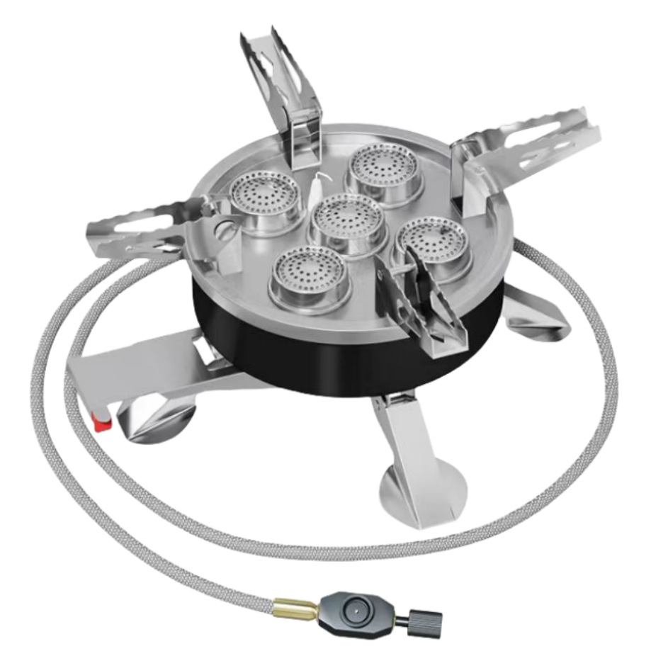 户外便携五头炉野炊登山防风炉头猛火气炉自驾游野营装备车载炉具