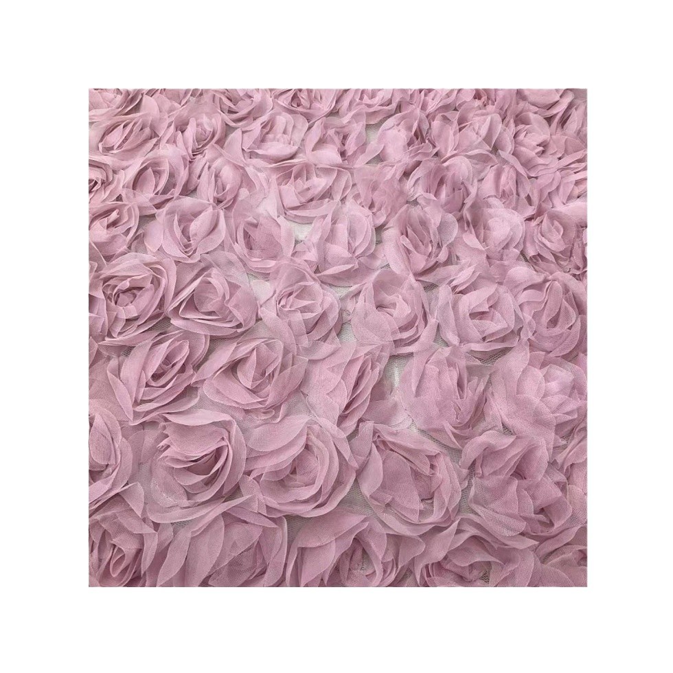 Factory direct sales of new high-end rose crochet embroidery lace trim fabric and three-dimensional floating embroidery fabric Item Picture