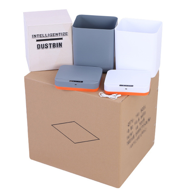 Wholesale of smart sensor trash cans, household kitchen and bathroom classified garbage bins, portable square plastic trash cans Specification image