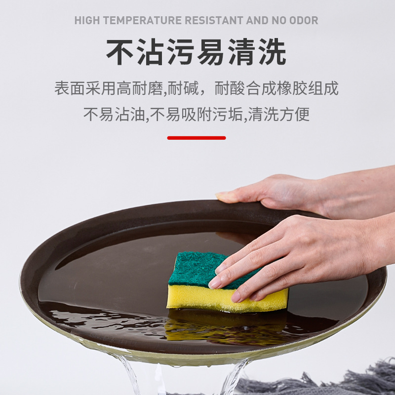Round tempered anti-slip tray, commercial hotel, coffee shop, bar tray, rectangular tea tray, plastic dinner plate tray Specification image