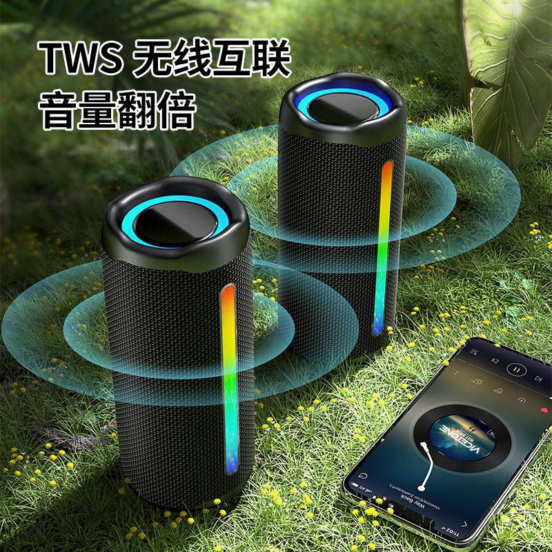 New wireless Bluetooth speaker, outdoor waterproof, portable, super heavy subwoofer with RGB light cylindrical speaker Specification image
