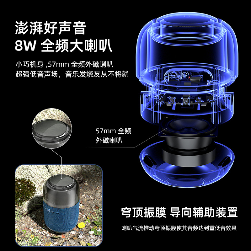 Wireless Bluetooth speaker with RGB light, subwoofer, outdoor portable fabric waterproof small speaker, 2026 new model Application Scenario