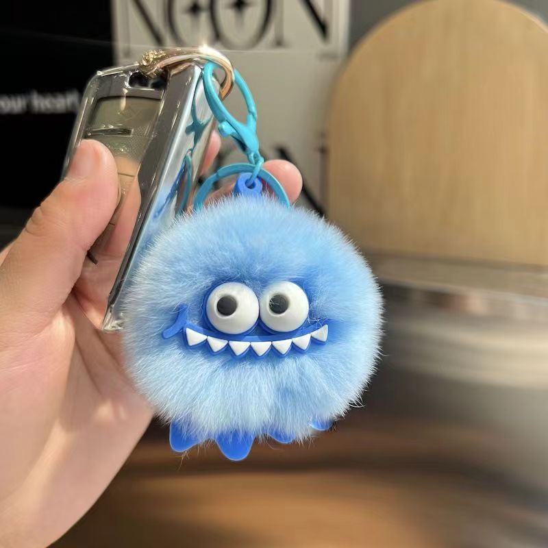 Cute little social anxiety imitation rex rabbit fur fur pendant, super cute plush toy keychain doll wholesale dinosaur pendant Specification image