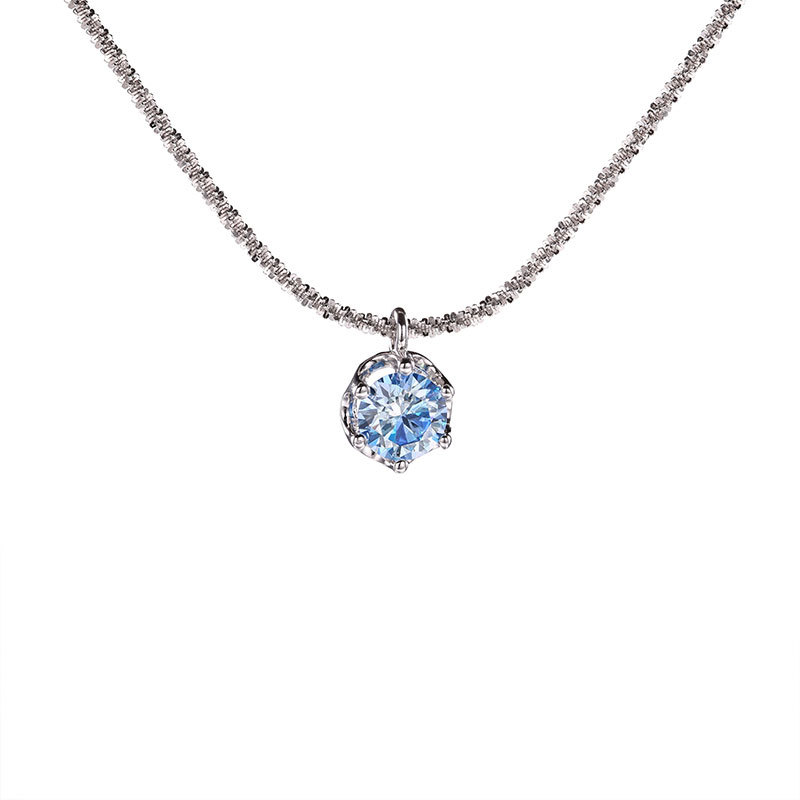 S925 all-silver, light luxury, niche high-end collarbone chain, moissanite fashionable Valentine's Day gift necklace for best friends Item Picture