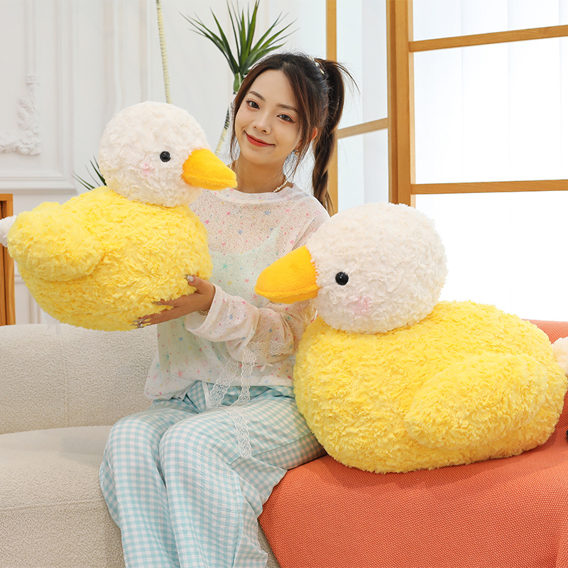 New yellow duck plush toy for girls, cute duck pillow doll, children's doll, birthday gift for girls details Picture