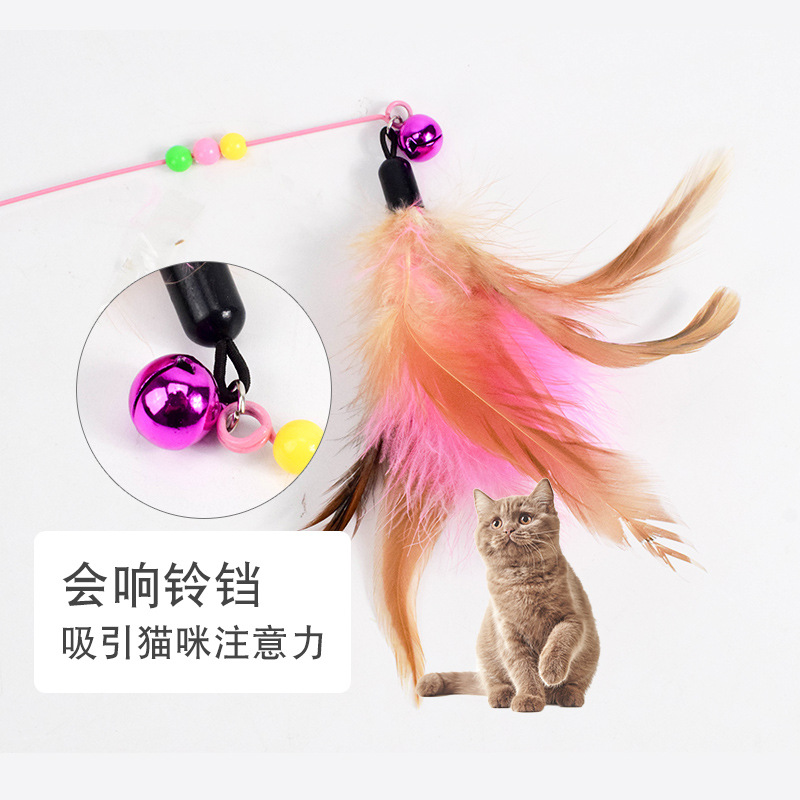 In 2019, factory direct sales of cat toys: High-toughness metal steel wire cat toys, interactive cat toys with bells and feathers Specification image