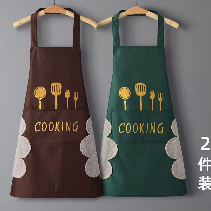 Kitchen dirt-resistant, wash-free, hand-wiping apron, waterproof for both men and women, oil-resistant for household use, stain-resistant and suitable for use as a waistband details Picture